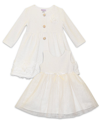 Пальто и платье с розочкой для маленьких девочек, комплект из 2 предметов Blueberi Boulevard
