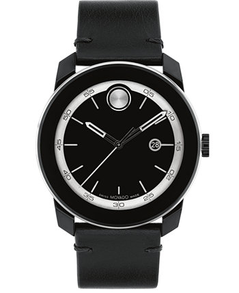 Мужские часы Bold TR90 со швейцарским кварцем, черные кожаные часы, 42 мм Movado