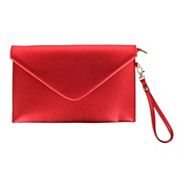 CTM Women's Glossy Metallic Envelope Wristlet Clutch Handbag Ctm