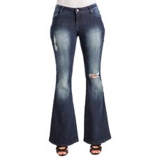 Kylie Curvy Fit Stretch Denim Distressed Flare Jeans Poetic Justice