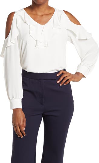Блузка с открытыми плечами и длинными рукавами ELIE ELIE TAHARI