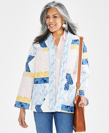 Женская стеганая куртка с открытым передом в стиле пэчворк, созданная для Macy's Style & Co