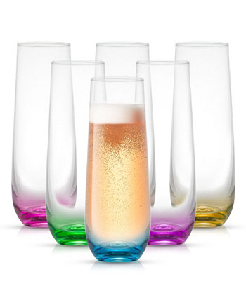 Цветной набор бокалов для шампанского без ножек Hue на 9,4 унции, 6 предметов JoyJolt