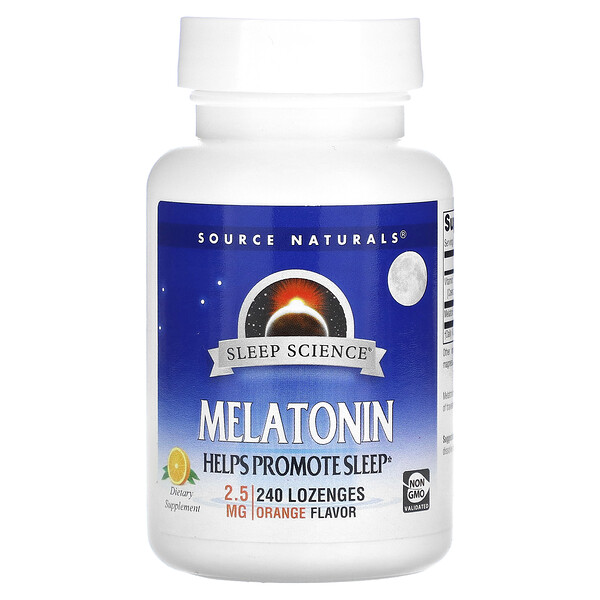 Мелатонин, апельсин, 2,5 мг, 240 пастилок Source Naturals
