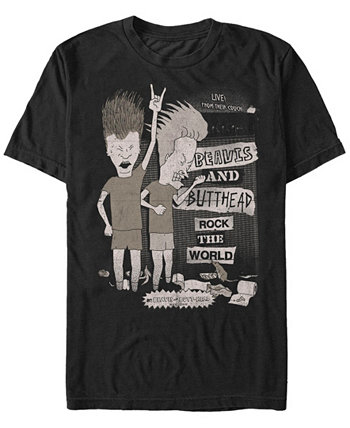 Мужская футболка с короткими рукавами и логотипом MTV Rock The World Live From The Couch Beavis and Butthead