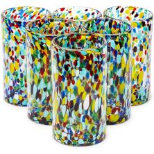 Мексиканская стеклянная посуда, выдутая вручную, бокалы Confetti Rock (14 унций, 6 шт.) Okuna Outpost