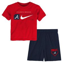 Детский Комплект Одежды Nike Красный/Синий Atlanta Braves Двухкомпонентный Футболка и Шорты Nike