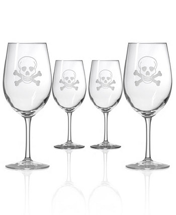 Универсальный бокал для вина с черепом и костями на 18 унций - набор из 4 бокалов Rolf Glass
