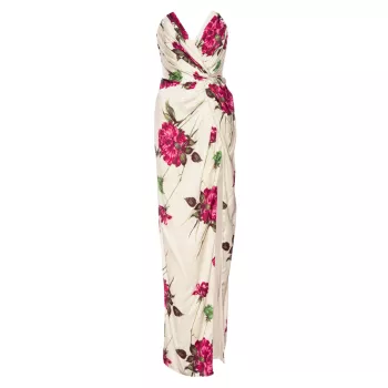 Finn Floral Knotted Column Gown KATIE MAY