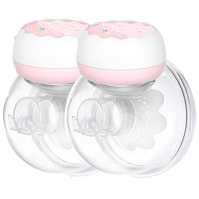 Yadala Breast Pump, Double Wearable Electric Hands-Free Breast Pump with 4 Modes, 12 Levels, Pink Yadala