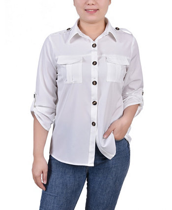 Миниатюрная блуза с отворотами на рукавах 3/4 NY Collection