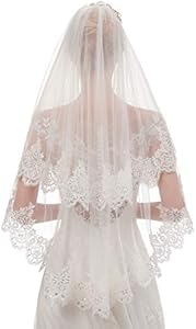 Платок на голову EllieHouse Women's Short 2 Tier Wedding Bridal Veil With Comb L24 EllieHouse