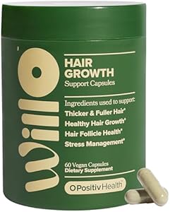 O Positiv Willo Hair Growth Support for Women - Supports Thicker Fuller Hair - Hair Vitamins for Hair Loss & Thinning Hair - Clinically-Studied Lustriva®, Saw Palmetto, Holy Basil - 30 Servings O Positiv