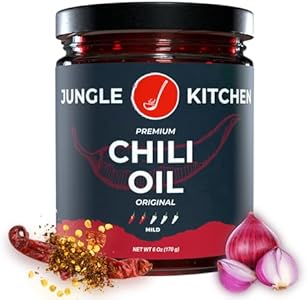 Jungle Kitchen Crunchy Garlic Chili Oil Chili Crisp Oil Vegan & Gluten-Free for Meats, Stir Fry, Vegetables, 6oz Jungle Kitchen