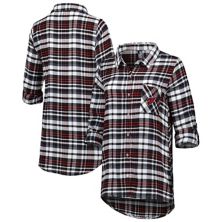 Женская спортивная черная ночная рубашка в клетку Arizona Cardinals Mainstay с длинными рукавами и пуговицами Concepts Unbranded