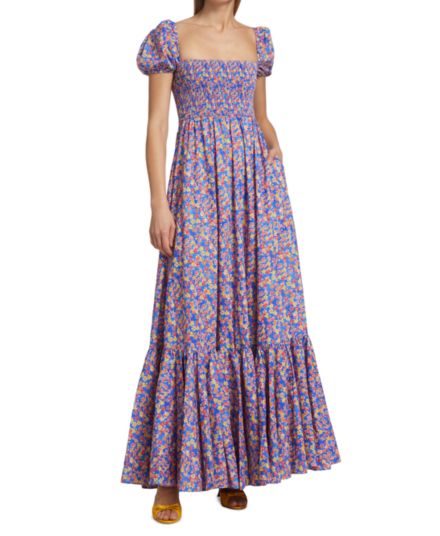 Платье макси Gianna с пышными рукавами и цветочным принтом CAROLINE CONSTAS