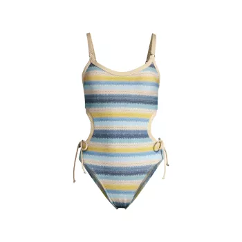 Lyra Striped Cut-Out One-Piece Swimsuit Robin Piccone