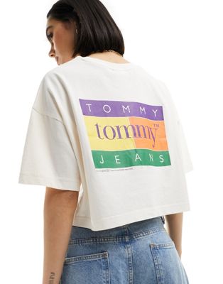 Tommy Jeans oversized cropped summer flag t-shirt in white Tommy Jeans
