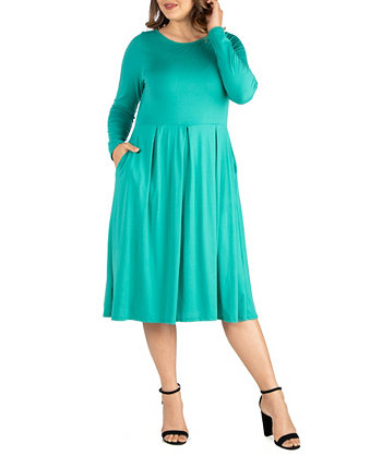 Женское платье миди большого размера с пышной юбкой 24seven Comfort Apparel