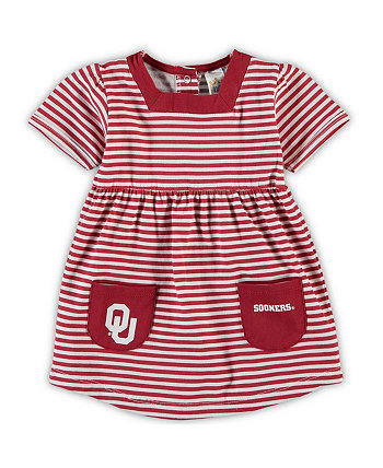 Девочки Детское Платье Little King Apparel Стрипед Oklahoma Sooners с Карманами Little King Apparel