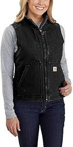 Carhartt Women's Relaxed Fit Washed Duck Sherpa-Lined Mock-Neck Vest Carhartt