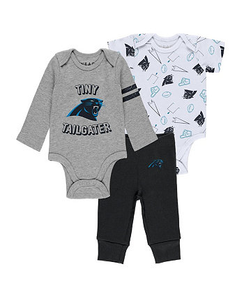 Комплект из трех частей боди и брюк Carolina Panthers для новорожденных и младенцев для мальчиков и девочек серого, черного и белого цвета WEAR by Erin Andrews