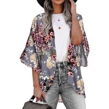 Women's Lightweight Summer Kimono Cardigan Cover Up In Leopard And Floral Haute Edition