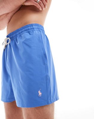 Голубые шорты для плавания средней длины узкого кроя с логотипом Polo Ralph Lauren Traveler Polo Ralph Lauren