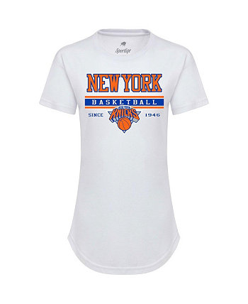Women's White New York Knicks Classic Wordmark Phoebe Tri-Blend T-shirt Sportiqe