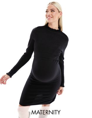 Черное вязаное платье миди Mamalicious Maternity MAMALICIOUS