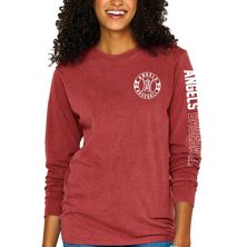 Women's Soft as a Grape Red Los Angeles Angels Pigment-Dyed Long Sleeve T-Shirt Soft As A Grape