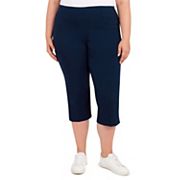 Hearts Of Palm Plus Size Essentials Solid Pull-on Capri Pants With Detailed Split Hem Hearts Of Palm