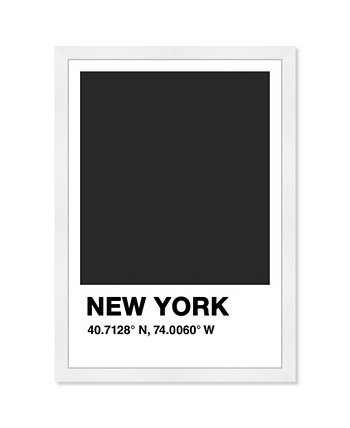 NYC Coordinates Настенное искусство с принтом в рамке, 15 x 21 дюйм WYNWOOD