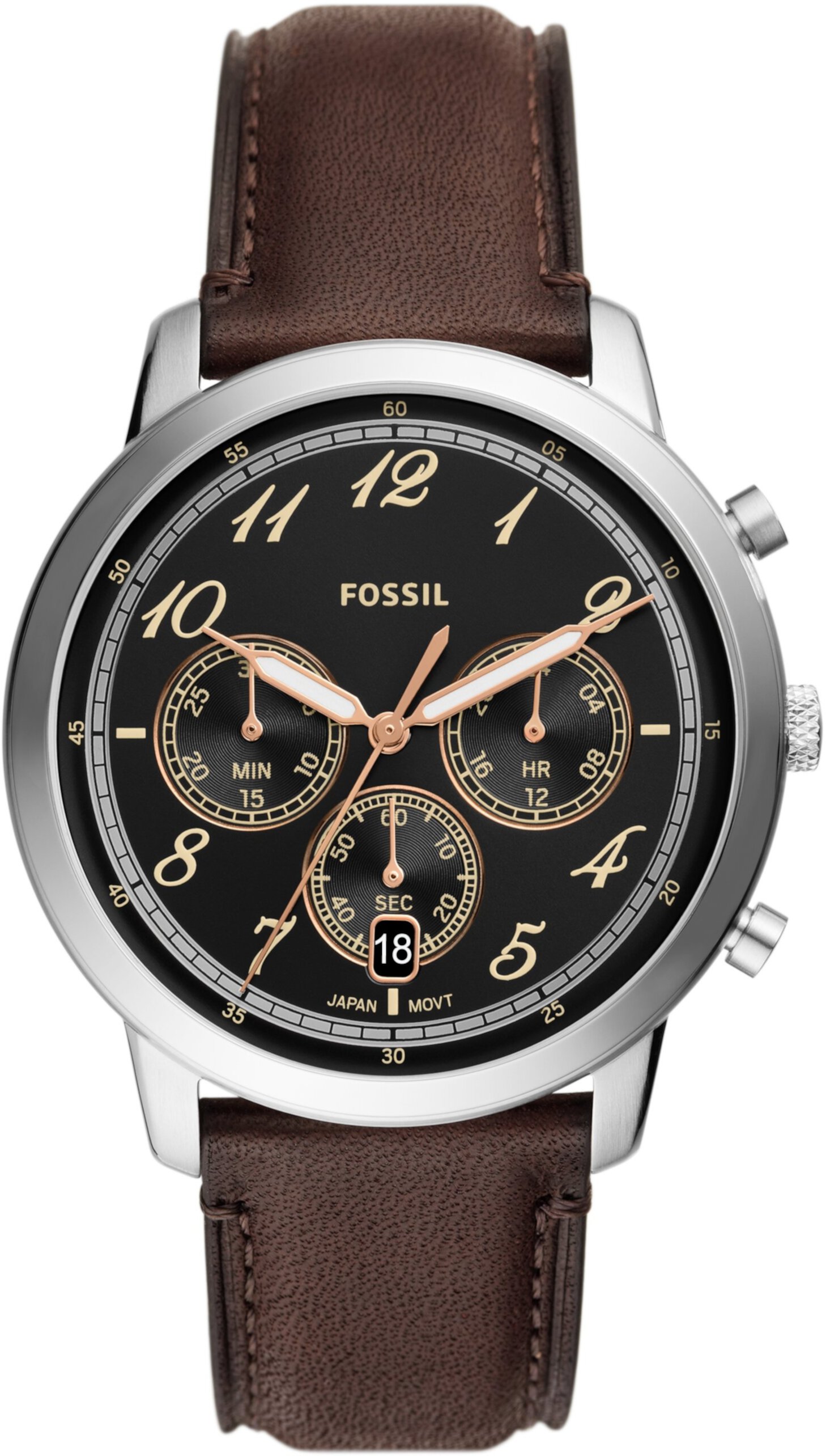 Коричневые кожаные часы Neutra с хронографом - FS6024 Fossil
