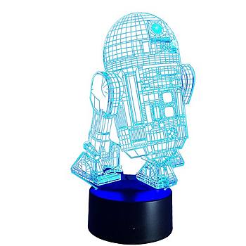 3D светильник ночник Star Wars R2D2, 7 цветовых режимов, LED, зарядка от USB или батареек Night Light Designs