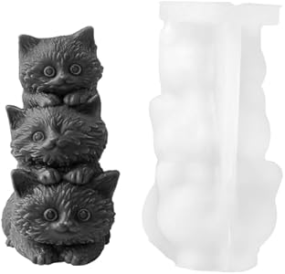 Candle Mold for Candle Making, 3D Silicone Mold for Resin Casting DIY Plaster Polymer Clay Home Decoration (Cat) PEVOGON