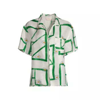 Рубашка Cosima из смесового льна с абстрактным узором SANCIA