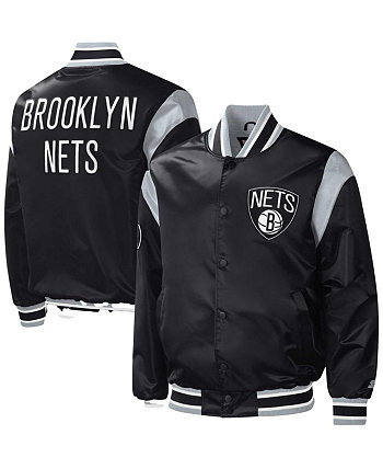 Мужская черная университетская куртка Brooklyn Nets Force Play Satin Full-Snap Starter