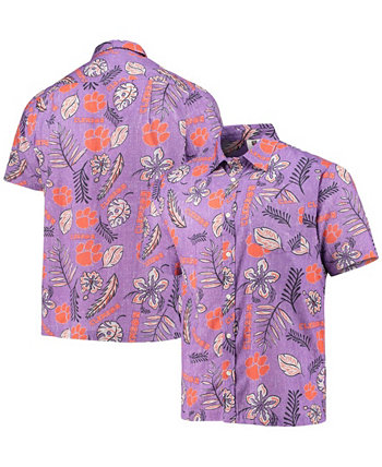Мужская фиолетовая рубашка на пуговицах с цветочным рисунком Clemson Tigers в винтажном стиле Wes & Willy