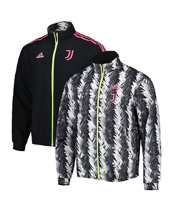 Мужская черная двусторонняя куртка с молнией во всю длину Juventus 2022/23 On-Field Team Logo Anthem Adidas