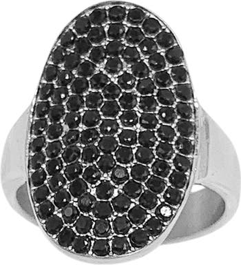 Кольцо-щит из стерлингового серебра с черной шпинелью ADORNIA Fine