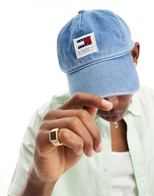 Tommy Jeans modern patch logo denim cap in mid wash Tommy Jeans