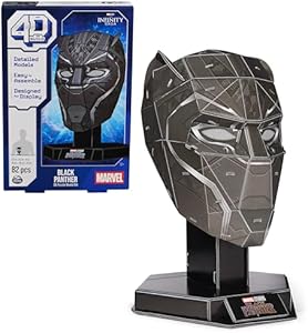 4D Build, Marvel Black Panther 3D Puzzle Model Kit with Stand 82 Pcs | Wakanda Forever Black Panther Desk Decor | 3D Puzzles for Adults & Teens 12+ 4D Build