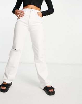 Белые джинсы прямого кроя Pull&Bear в стиле 90-х Pull&Bear