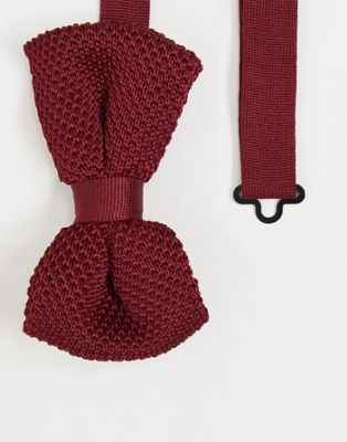 ASOS DESIGN knitted bow tie in burgundy ASOS DESIGN