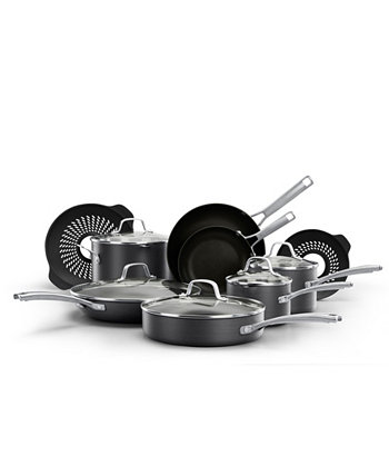 Классическая посуда с антипригарным покрытием с твердым анодированием, набор из 14 кастрюль и сковородок с вставками, не допускающими выкипания CALPHALON