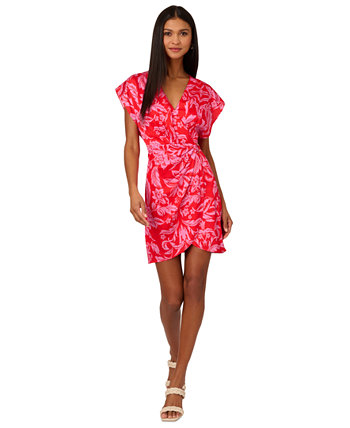 Women's Floral-Print Faux-Wrap Dress Adrianna by Adrianna Papell