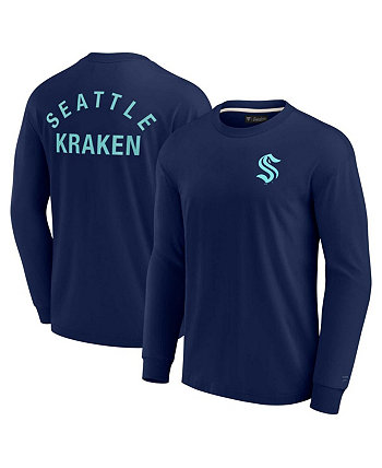 Мужская и женская супермягкая футболка с длинными рукавами Deep Sea Blue Seattle Kraken Fanatics Signature