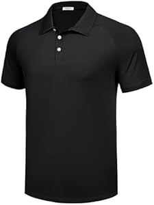 PINSPARK Mens Golf Polo Shirts Performance Quick-Dry Moisture-Wicking Collared Shirts Short Sleeve Buttons Casual Polo Shirts Pinspark