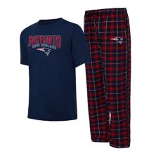 Мужская футболка Concepts Sport, темно-синяя/красная футболка New England Patriots Arctic и пижамные штаны, комплект для сна Unbranded
